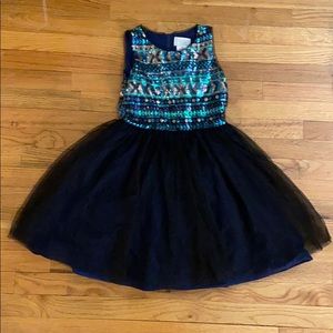 Navy Fit and Flare sequined Dress